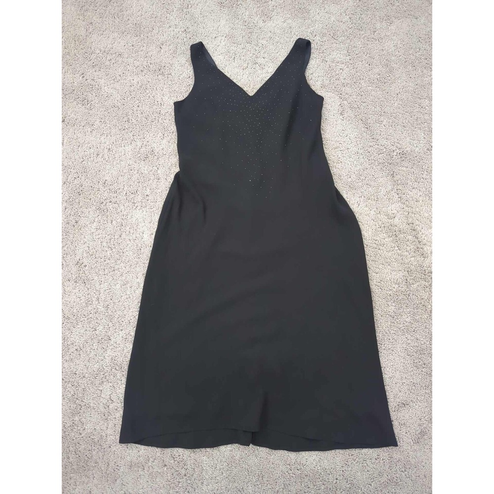 Jones New York A-line Dress Womens 14 Black Sleeveless Beaded Lined CasualFormal